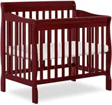 Dream On Me Aden 4-in-1 Convertible Mini Crib In Cherry, Greenguard Gold Certified, Non-Toxic Finish, New Zealand Pinewood, With 3 Mattress Height Settings