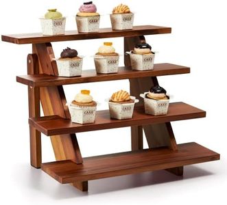 Tidita Wooden Cupcake Display Stand - Rustic Risers for Display Ideal Craft Funko Pop Shelves, Table Display Stand for Vendors, Farmhouse Cupcake Stand for 24 Cupcakes (Acacia Wood)