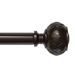 SZXIMU Curtain Rods for Windows 28 to 48 Inches, 3/4 Single Rods with Netted Texture Finials Bronze