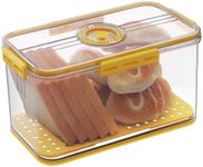 Gifhomfix Bread Box Airtight Bread Boxes for Kitchen Counter, Time Recording Bread Storage Container with Lid, Bread Holder for Homemade Bread, Toast, Bagel, Donut and Cookies, Yellow