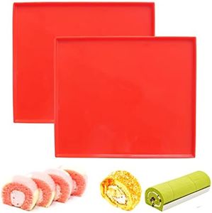 YUANAIYI Swiss Roll Cake Mat - Flexible Multipurpose Silicone sheet Nonstick jelly roll pan Baking Tray Pastry Mat Pizza Cookies Mold（set of 2）