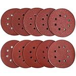 60Pcs Sanding Discs Pads, Augola Hook and Loop 40 60 80 100 120 150 180 240 320 400 Mixed Grits 125mm Sandpaper Sheet for Random Orbital Sander, 8-Holes