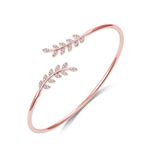 Philip Jones Rose Gold Plated Leaf Bangle Created with Zircondia® Crystals