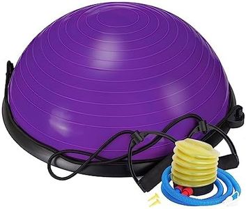 Zeatly Half Balance Ball Trainer, Balance Beam for Core Exercise Equipment, Core Strength and Fitness, Includes Resistance Bands and Pump, Ideal for Home Gym Workout (New-purple)