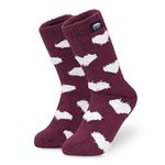 CityComfort Slipper Socks Women Teenagers - Fluffy Socks Non Slip Warm Fleece One Size Lounge Wear - Gifts for Women (Burgundy)