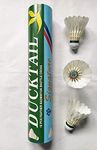 DUCKTAIL Signature - Feather Badminton Shuttlecock - Speed 76 - Cork Bottom - Tournament Grade - Durable White (Pack of 10 in A Box)