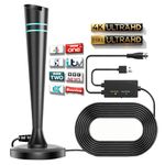Indoor TV Aerial, Digital TV Antenna with Signal Booster for Weak Signal Areas, 360° Reception Portable Digital TV Aerial, Support 4K 1080P HD Local Channels VHF UHF DAB Radio