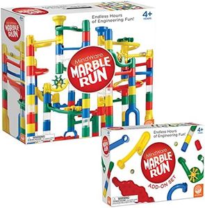 MindWare Marble Run and Add-on Set - 120+ Piece Building Set for Kids Plus Over 20 Marbles