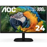 AOC 24B2H2 24” Frameless IPS Monitor, FHD 1920x1080, 100Hz, 106% sRGB, for Home and Office, HDMI and VGA Input, Low Blue Mode, VESA Compatible