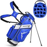 UNIHIMAl 14-Way Golf Stand Bag, PU Leather Golf Bag for Men & Women with Plush Top, 10 Pockets（Including Magnetic Pocket, Cooler Bag）& Adjustable Shoulder Strap