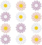 Fabric Iron On Patches, Daisy Flowers in 3 Colors (1.8 x 1.8 in, 12 Pack)
