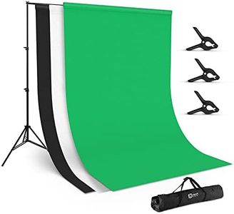OMBAR Sistema de Fondo de Estudio Fotográfico, Soporte de Fondo Plegable de 2*3m, 3 Colores Fondos de 1,8*2,8m y 3 Pinzas, para Fotografía, Sala Virtual en Vivo