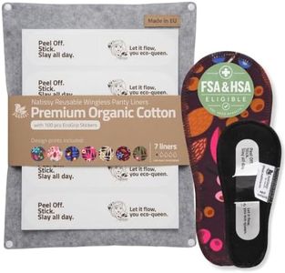 Organic Cotton Reusable Panty Liners for Women & Teens (Thong, 7 Pack)