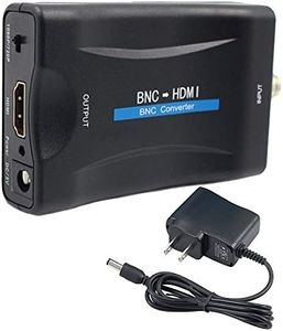 BNC to HDMI Converter Coaxial Adapter Coax Connector Composite CVBS BNC Audio Input HDMI 1080P Output for Analog Video Signal of DVRs Surveillance CCTV Security Camera to Computer Projector HD Monitor