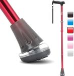 HEALTHBAZAAR All Terrain Walking Cane for Men & Women, Lightweight, Foldable, Adjustable, Shock Absorption, Collapsible, Air Cushion Cane Tip Walking Stick for Seniors & Adults (Passion Red)