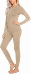 Ekouaer Thermal Underwear for Women Long Johns Sets Base Layer Lightweight Thermals 2 Pieces Set Brown XL