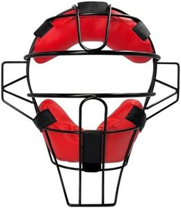 HolyElks Baseball & Softball Catcher Face Mask for Maximum Protection, Traditional Style Steel Head Guard w/High Impact Absorption Foam Pad,for Adults & Kids (Red-Smooth)