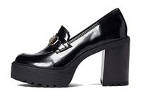 Madden Girl Womens Slip On Heeled Loafer Heels Black 9.5 Medium (B,M)