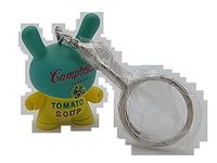 Kidrobot Andy Warhol Dunny Campbell's Soup Box 1.5" Vinyl Keychain, Teal, Yellow, Small