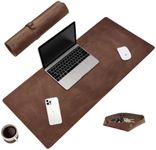 Leather Desk Pad Real Leather Desk Mat (32x16) Desk Cover Desk Blotter Desk Protector Large Computer Mat for Keyboard Gaming Mouse Pad (Cognac 2mm) Table Laptop Mat Office Desktop Accessories ELIZO