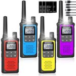 NXGKET Walkie Talkies for Kids Adults, 4 Pack Rechargeable 2 Way Radios with 22 Channels, 1800mAh Battery, USB-C Charging, NOAA Weather, VOX, Flashlight for Family Outdoors Camping Hiking Toys Gift