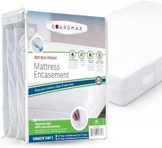 Guardmax Zippered Mattress Encasement - King Size - 100% Waterproof and Bed Bug Proof Mattress Protector - 6 Sided Absorbent Mattress Cover - Bed Sheet is Soft, Breathable, and Hypoallergenic.