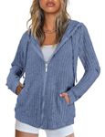 Flikity Plus Size Cardigans for Women UK Ladies Zip up Hoodies Womens Lightweight Jackets Going Out Tops Office Work Clothes Casual Daily Wear Spring Fall Winter Tops Blue XXL