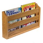 Wooden Mallet Doublewide Rack, Wall Mount or Tabletop, Light Oak Magazine Holder