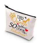 BDPWSS 50th Birthday Makeup Bag 50 Year Old Birthday Gift for Women This Queen Makes 50 Look Fabulous Cosmetic Bag (Make 50 Fabulous CA)