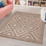 renoazul® Jute Back Rugs For Bedroom With Soft Piles Geometric Design - Avon - 120x170cm - Avon Beige - Washable Area Rugs For Living Room, Lounge, Office And Hearth Rugs For Fireplaces.