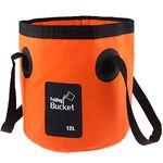 KARAFURA Folding Bucket Large Capacity, For Fishing, Cleaning, Washing, Travel, Outdoors, Car Washing, Compact, Portable, Convenient (Orange, 3.5 gal (12 L)
