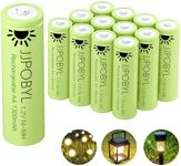 JJPOBYL Rechargeable Batteries AA 1300mAh 1.2V NiMH Batteries for Solar Lights, Precharged AA Solar Batteries for Garden Lights, Landscape Lights (12 Pack AA)