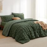 Bedsure Full Size Comforter Sets - Bed in a Bag Full Size 7 Pieces Plaid Seersucker Bedding Set, Soft Lightweight Down Alternative Comforter, Full Bed Set (Olive Green Plaid, Full)