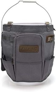 Estwing 28-Compartment 5-gallon Bucket Tool Organizer/Tool Bag, Durable Polyester, Heavy-Duty Steel Hangers, Zippered Pocket, 16 Open-top Pockets, 11 Tool Loops, Buckle Security Strap