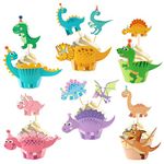 Blumomon 24Pcs Dinosaur Cupcake Wrappers and 24Pcs Dinosaur Cupcake Toppers DIY Dinosaur Cake Decorations for Jurassic World Theme Kids Babyshower Birthday Party Decorations