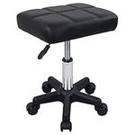 FURWOO Rectangle Rolling Stool with Wheels Swivel Stool Chair Spa Stool for Salon Massage Home Kitchen Black