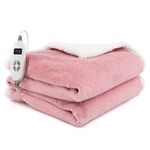 Giantex Heated Blanket 60'' x 50'' Electric Blanket Throw, Warming Blanket with 10 Heating Levels, 9H Timer Auto Shut Off, Overheat Protection, Machine Washable Heating Blanket(Pink)