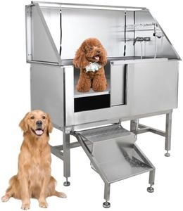 50" Dog Grooming Tub, Stainless Steel Dog Washing Station, Professional Dog Grooming Bathtub for Large, Medium & Small Pets, Left Door