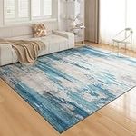 OMERAI Rug 5x7 Area Rug for Bedroom Washable Rug for Living Room Kitchen Dining Room Rugs Non-Slip Home Decor Carpet Faux Wool Rug Large Modern Art Ultra Soft Blue Area Rug-Navy Hushed