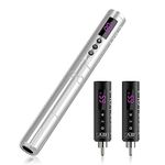 EZ Wireless Tattoo Machine Kit - Permanent Makeup Tattoo Pen Machine with 3Pcs Battery Power Rotary Tattoo Gun Equipment for Cartridge Needles and Artists (LOLA AIR Sliver)