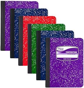 Mead Composition Book Large ligné, 100 feuilles, couleur peut varier, Lot de 6