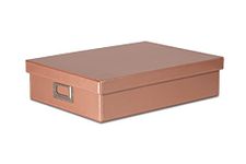 OSCO Blush Faux Leather A4 Box with Lid | A4 Filing | Paperwork Organiser | Document Storage | H8.5 x W25 x D33.5 cm |