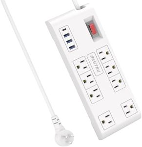 BESTEK 8-Outlet 6Ft Extension Cord Power Strip with 15A 1875W Surge Protector with 5V 4.2A 4 USB Charge Station,600J,Wide Spaced Outlet for Large Plug