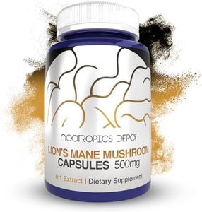 Nootropics Depot Lions Mane Mushroom Capsules | 8:1 Whole Fruiting Body Dual Extract | 500mg | 180 Count | Hericium erinaceus