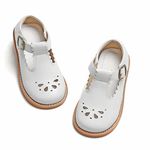 PHIRAMIN Toddler Girl Mary Jane White Dress Oxford Shoes Size 8-Little Girl School Uniform Shoes for Wedding Party