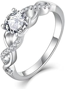 Starnny Anillos Mujer Infinito Plata de Ley 925 3A Zirconia Regalos chapados en oro blanco para Mujer,52(16.6cm)