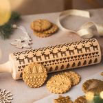 SCANDINAVIAN CHRISTMAS Embossing Rolling pin. Laser cut embossed dough roller with Christmas trees, deers for Embossed cookies or Pottery by AlgisCrafts