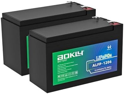 Aokly 6Ah 12V LiFePO4 Battery 2000+ Deep Cycle Lithium Battery with 6A BMS Maintenance Free Rechargeable Backup Power for UPS Fire Alarm, 2 Pack