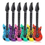 NUOBESTY 6pcs Inflatable Music Toy Guitar Foil Balloon Rock Instrument Happy Birthday Balloons for Wedding Birthday Party Decoration Random Color