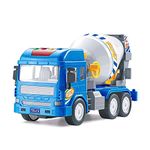 SHIPEASE Friction Powered Cement Mixer Truck Toy 3+ Years Old Kids Boys Girls Construction Truck Toys with with Movable Mixer Drum Light Music Pull Back Vehicles (Multicolor)